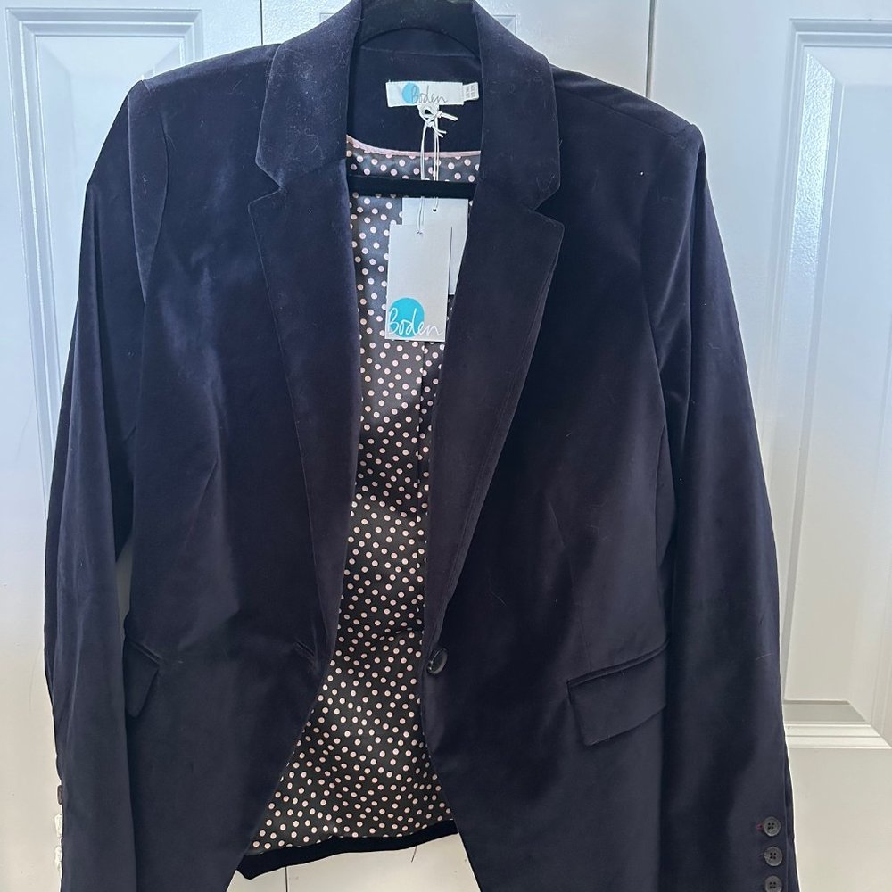 Boden Velvet Longline Blazer- Navy